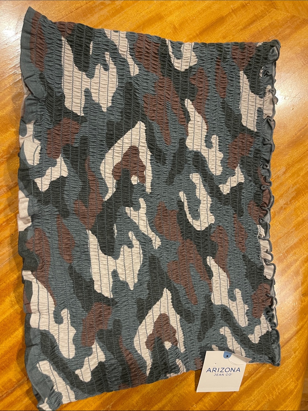 NWT Juniors XL Camouflage Smocked tube top- Olive Green & Brown